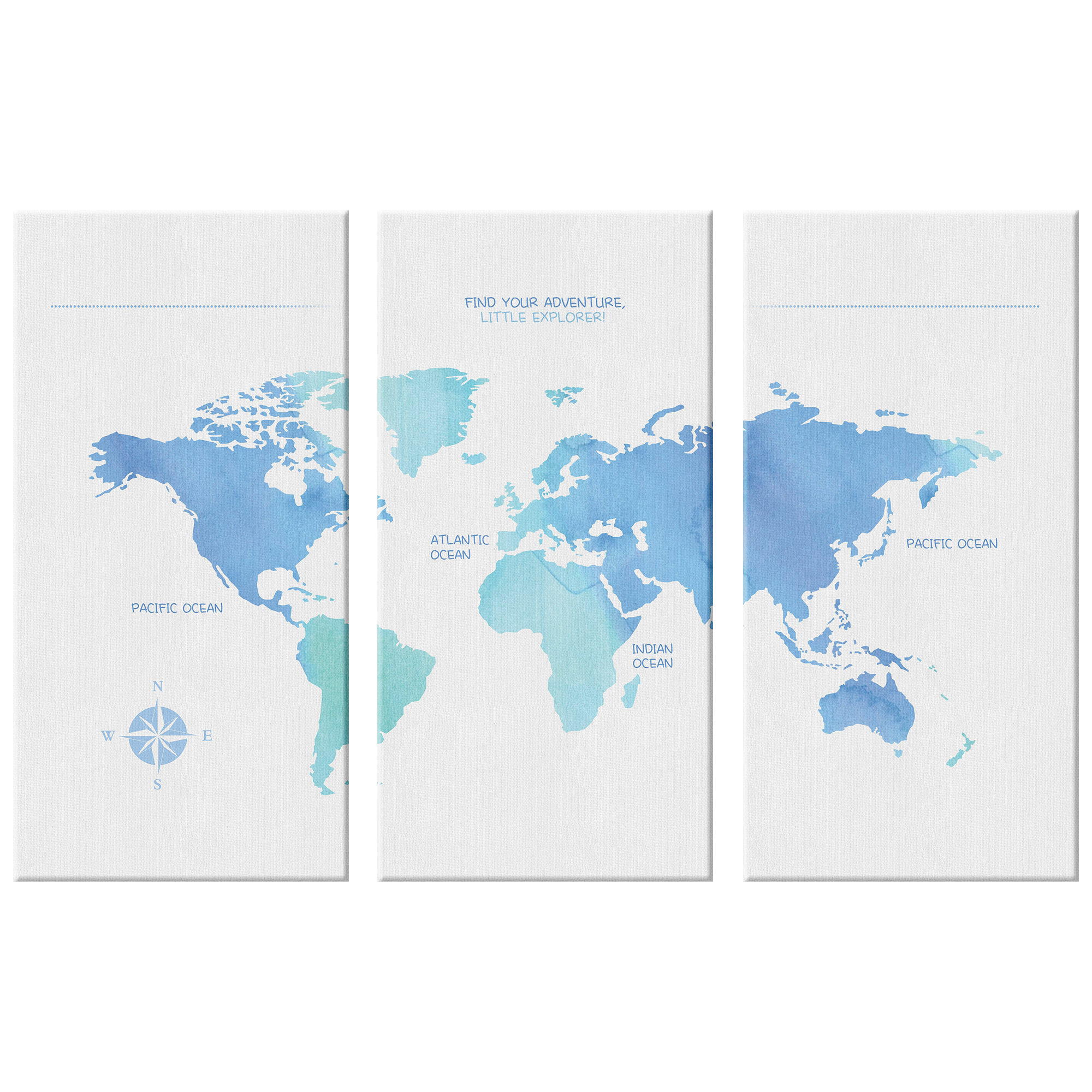 Winter World Map Canvas Set