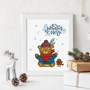 Winter Is Here Bear Poster