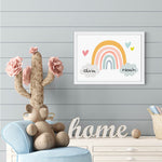 Personalized Framed Rainbow Wall Art With Twin Baby Names
