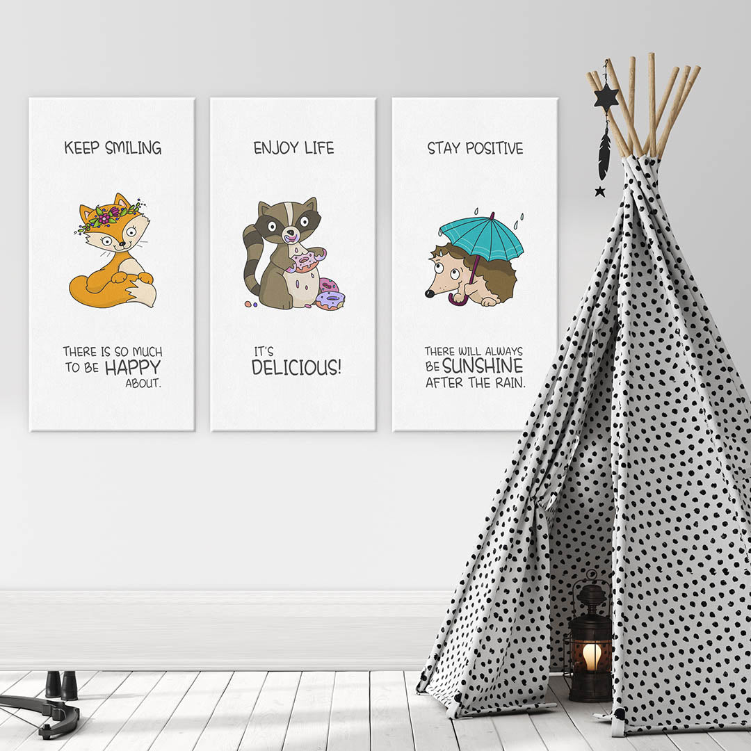 Gallery Quality Canvas Print Woodland Animals｜Nursery Print Set