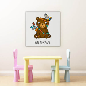 16 x 16 Be Brave Adorable Bear Wrapped Canvas Print-My Woodland Animals