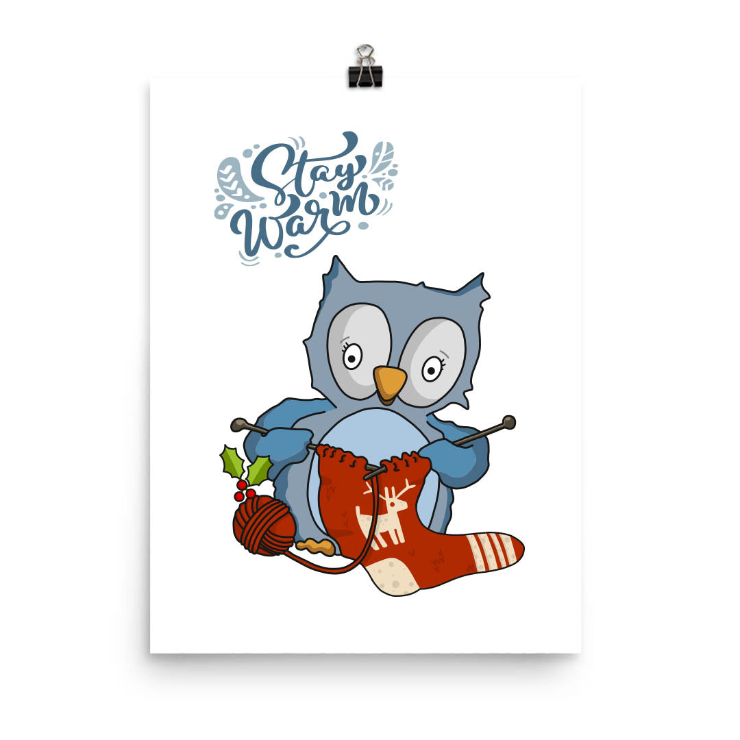 Christmas Stocking Owl Poster