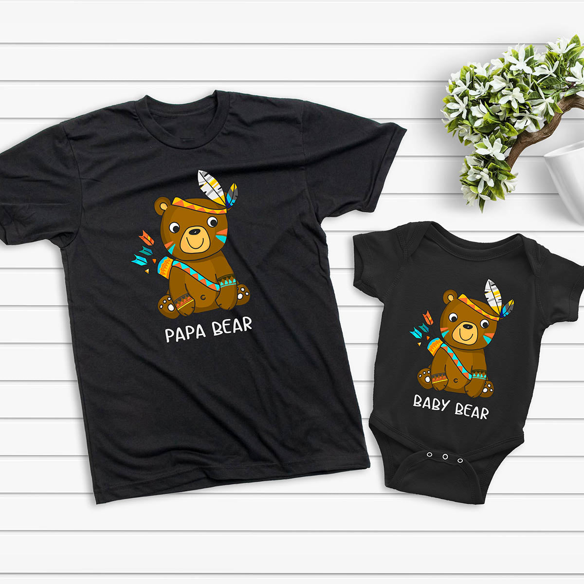 Papa Bear and Baby Bear - Father Son Matching Shirt and Bodysuit-My Woodland Animals
