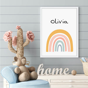 Personalized Framed Rainbow Wall Art With Baby Name