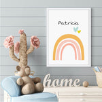 Personalized Framed Rainbow Hearts｜Wall Art With Baby Name