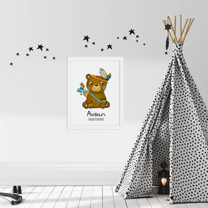 Customized Framed Bear Wall Art With Baby Name
