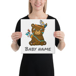 Personalized Baby Name On Adorable Bear Nursery Canvas Print-My Woodland Animals