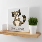16 x 16 Stay Curious Adorable Raccoon Wrapped Canvas Print-My Woodland Animals